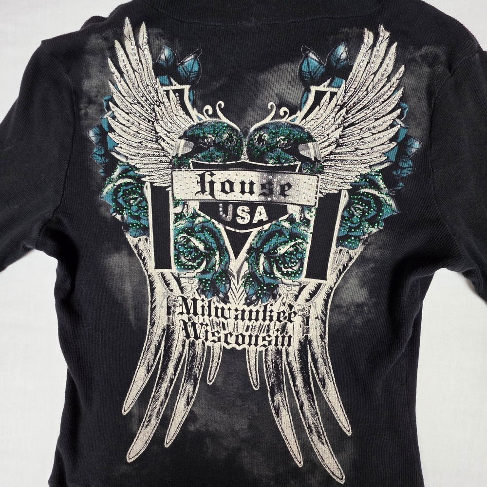 House USA Milwaukee‎ Wisconsin Zip Up Hoodie Women S Black Wing Graphic Thermal
